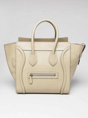 Celine Beige Smooth Calfskin Leather Mini Luggage Tote Bag